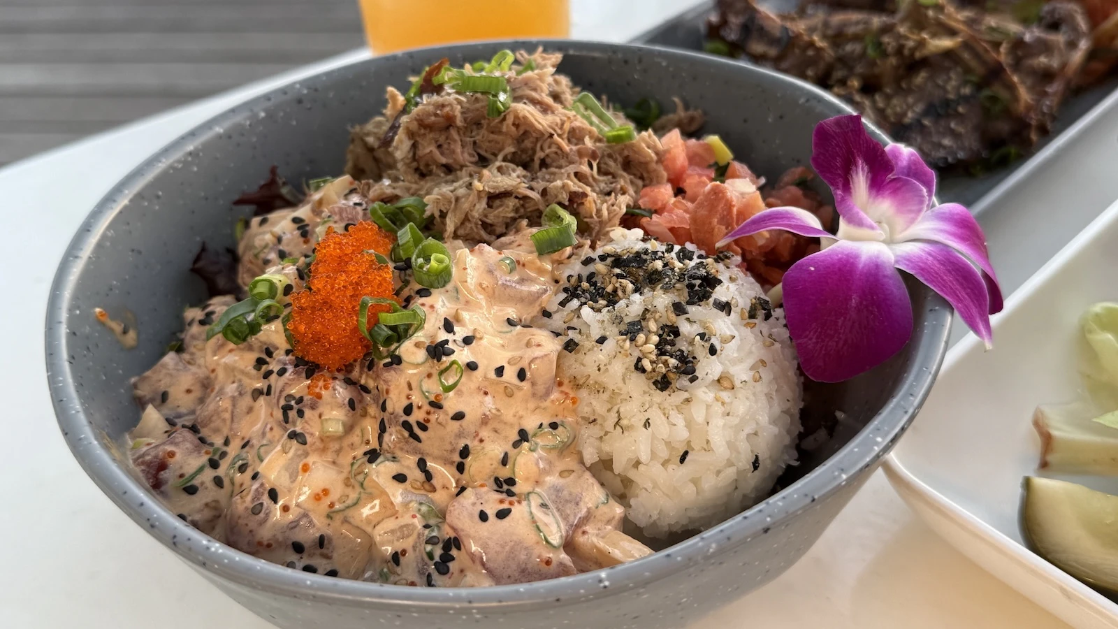 poke and kalua pork bowl