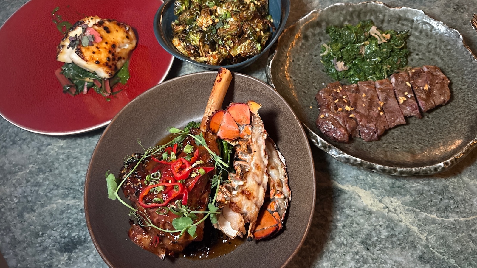 lemongrass lamb shank, yuzu miso cod