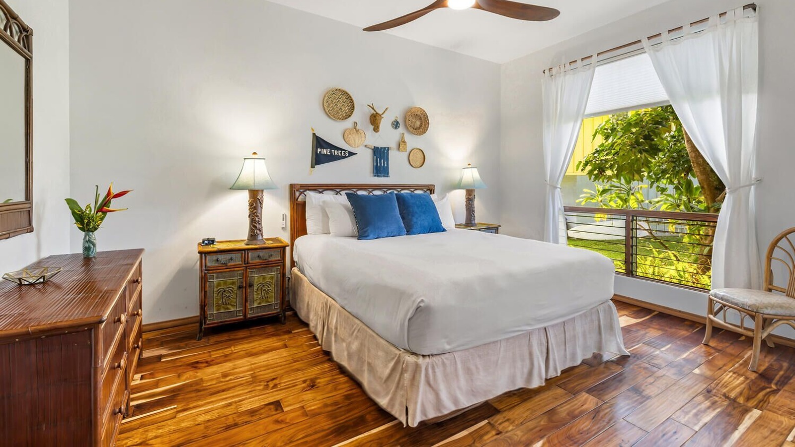 A bedroom in Tiki Home.