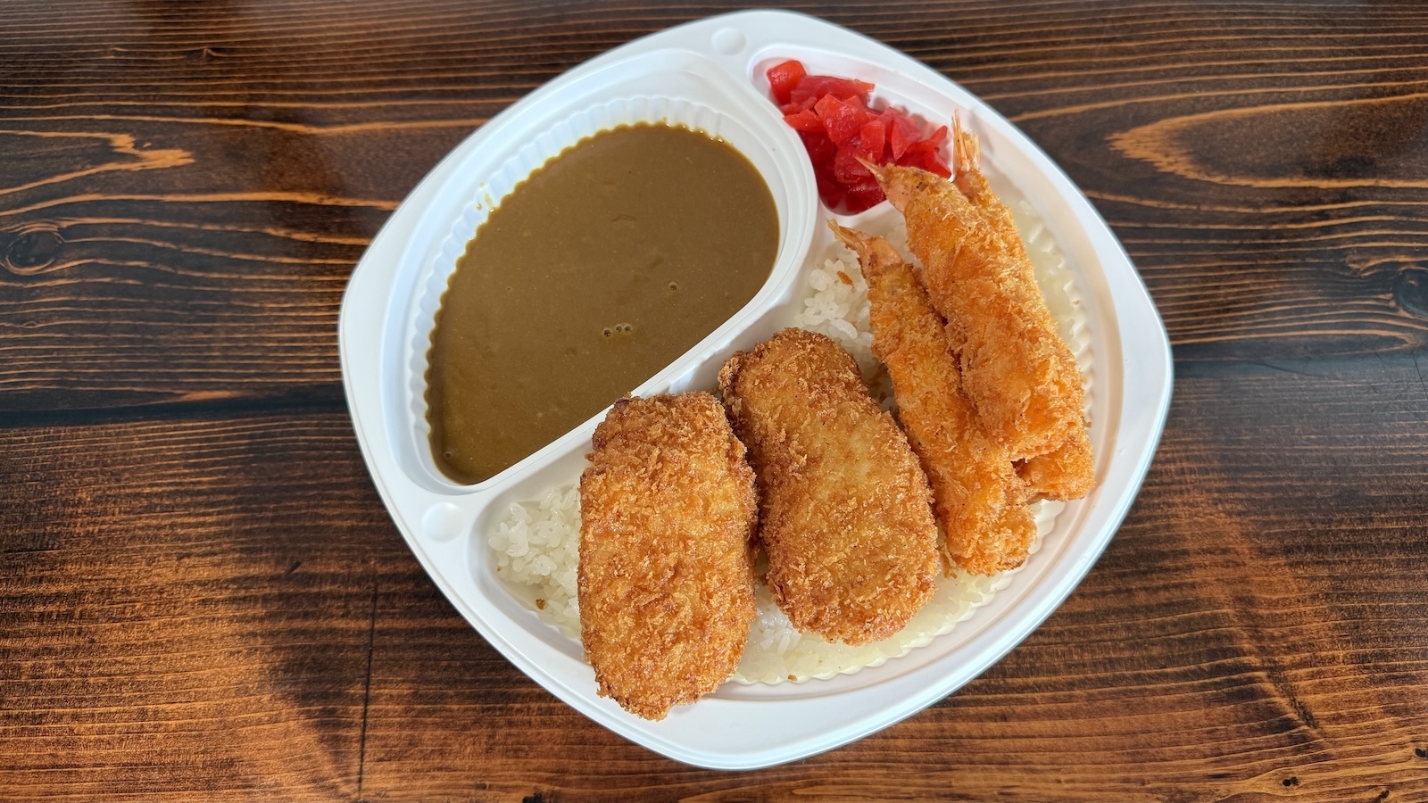 shrimp fry with cream corn croquette