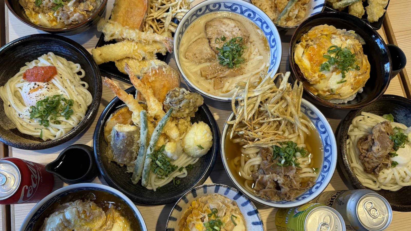 Udon Gama-Dashi's assorted udon bowls