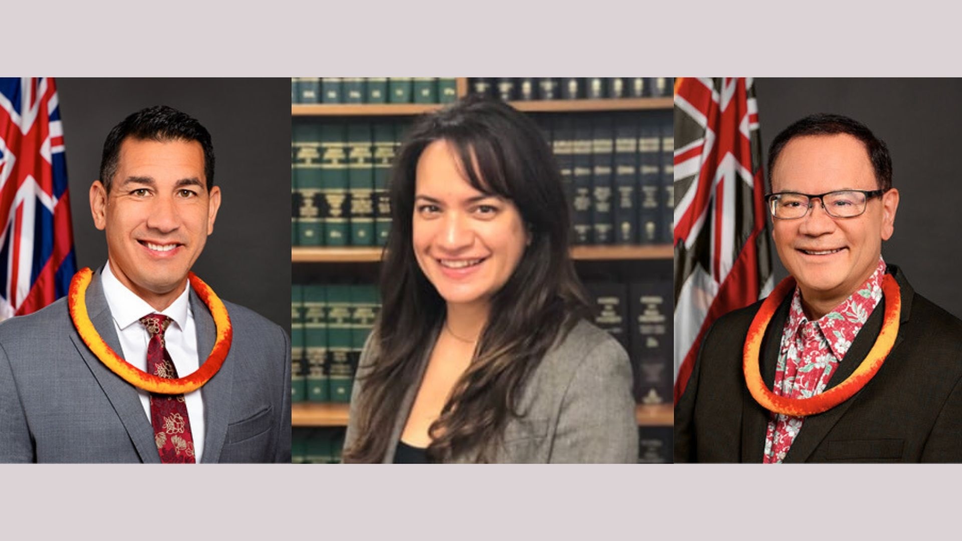 From left: OHA Board of Trustees Chairperson Kaialiʻi Kahele; OHA Interim Administrator Summer Sylva; OHA At-Large Trustee Keliʻi Akina.