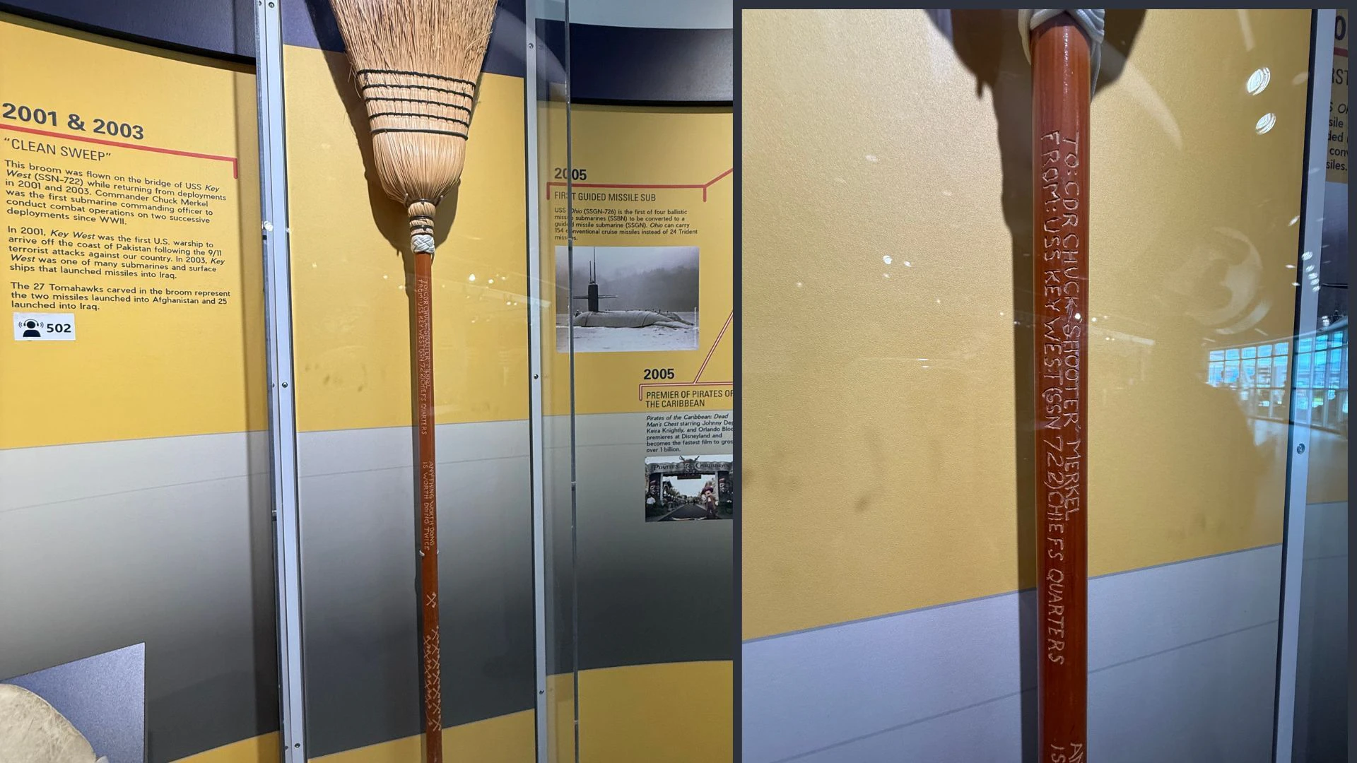 A piece of Chuck Merkelʻs Navy history is on display at the museum. He was nicknamed "Shooter."