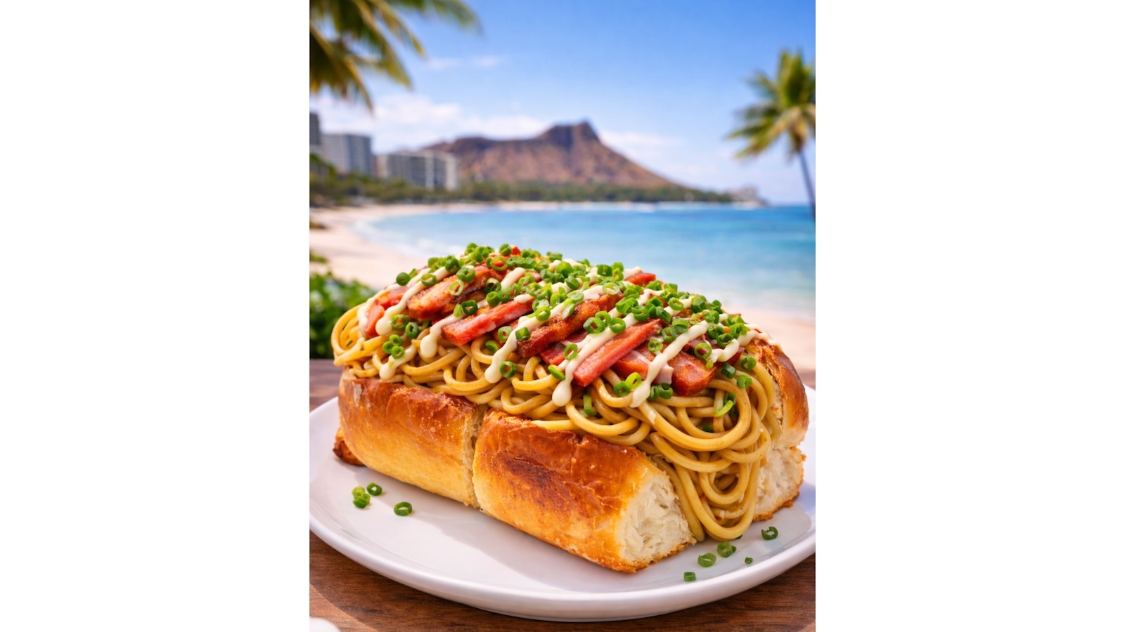 fried noodles with Spam in roll