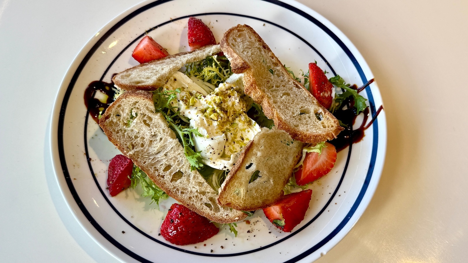 burrata and strawberries