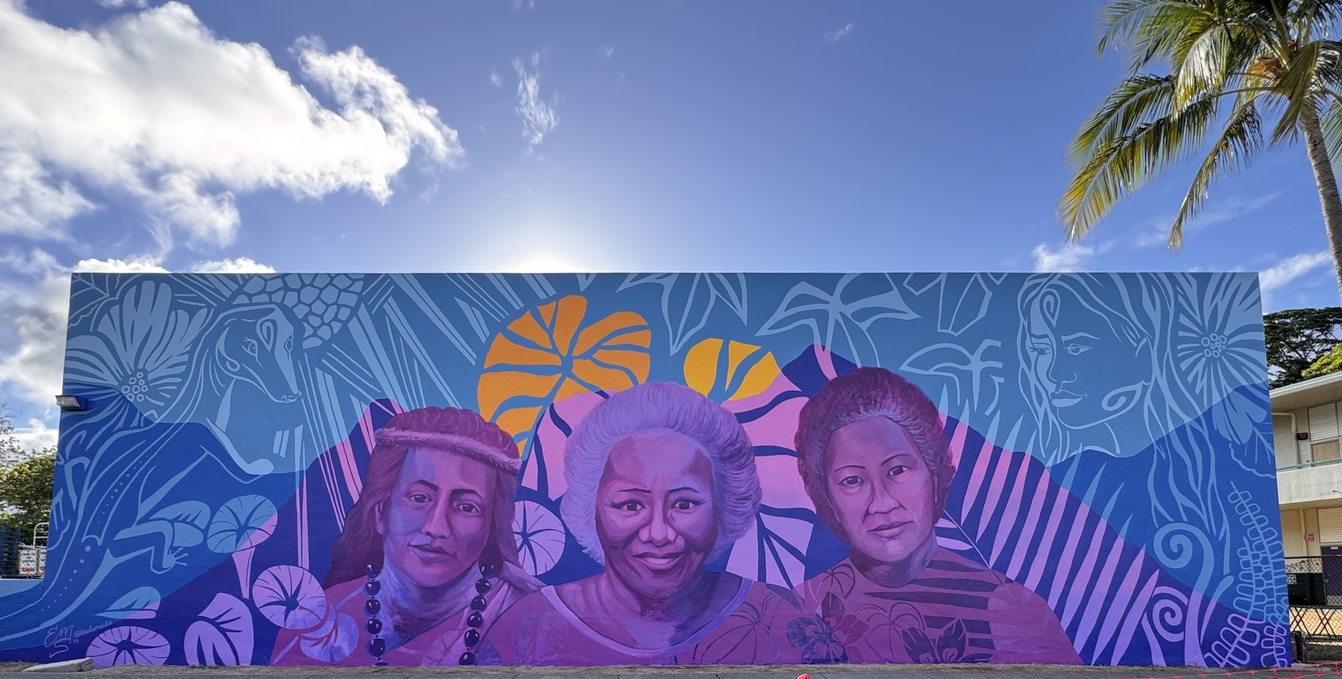 Created by Kailua resident Emily States, “I Ka Malu o Ka Ulu Hala” honors three beloved Hawaiian cultural practitioners. The public is invited to attend a dedication ceremony for the mural, which adorns the wall of Tokyo Central facing Kailua District Park.
