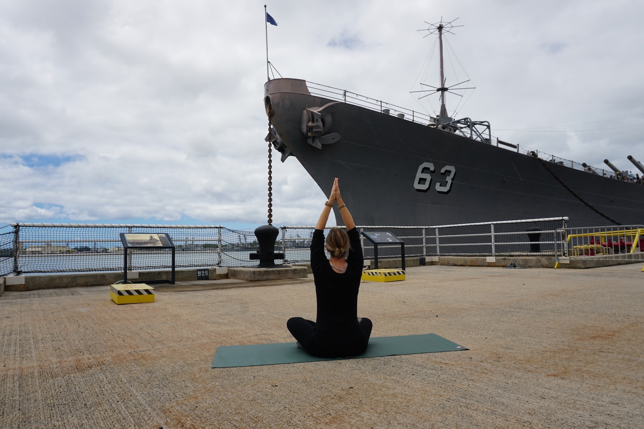 Free summer yoga near Battleship Missouri Memorial