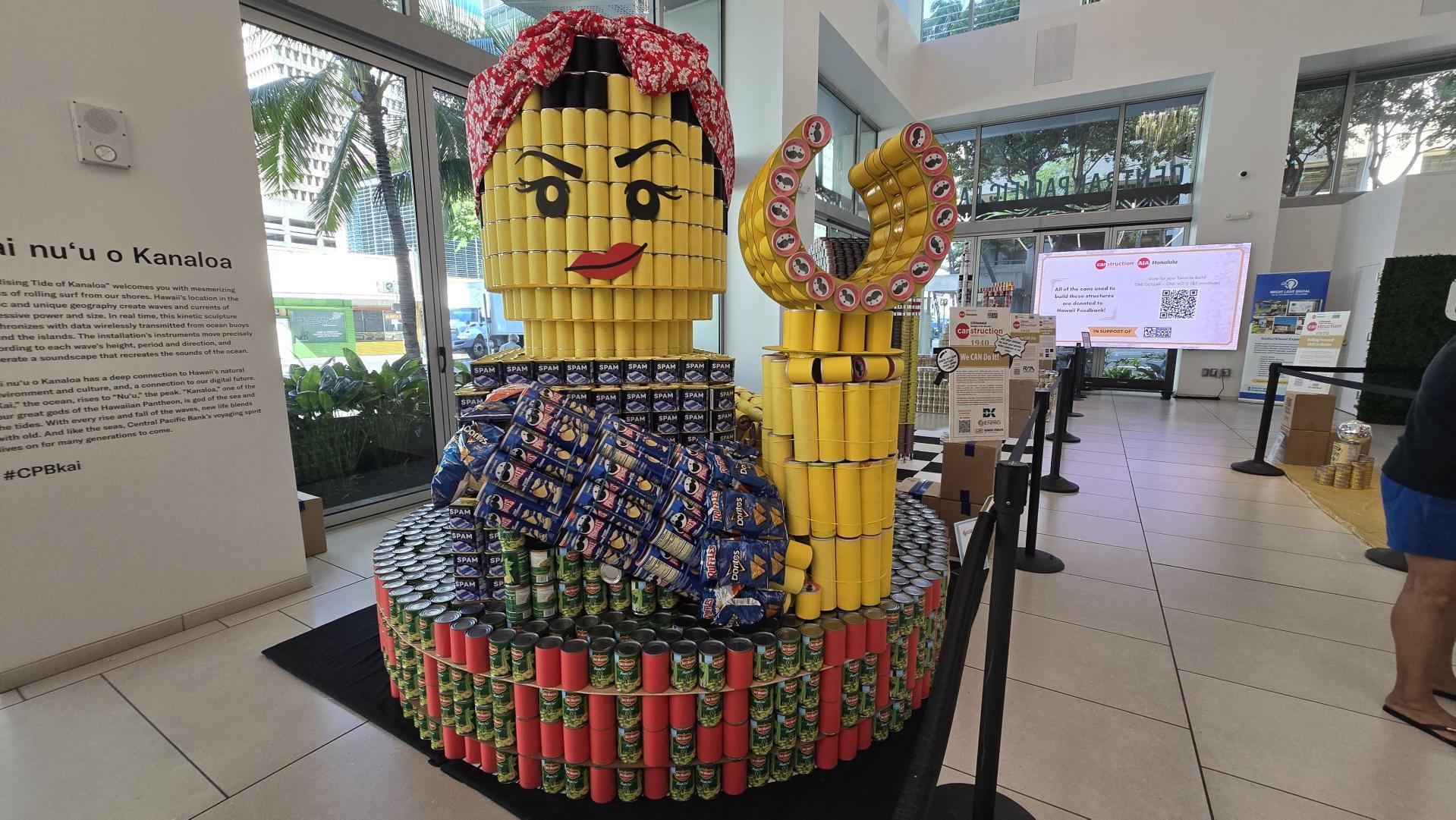 A 2026 CANstruction sculpture. Photo by Stephanie Salmons.