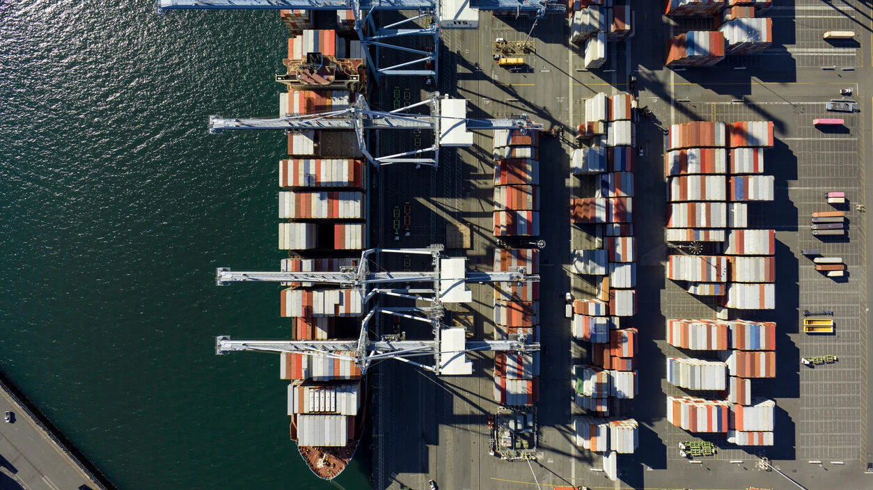Container ship in port