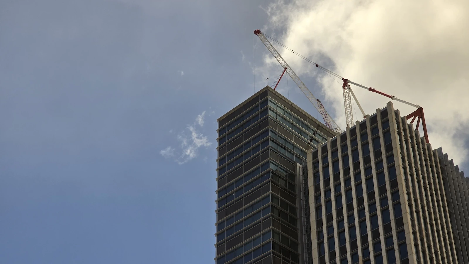 Cranes atop the First Hawaiian Center in Downtown Honolulu.