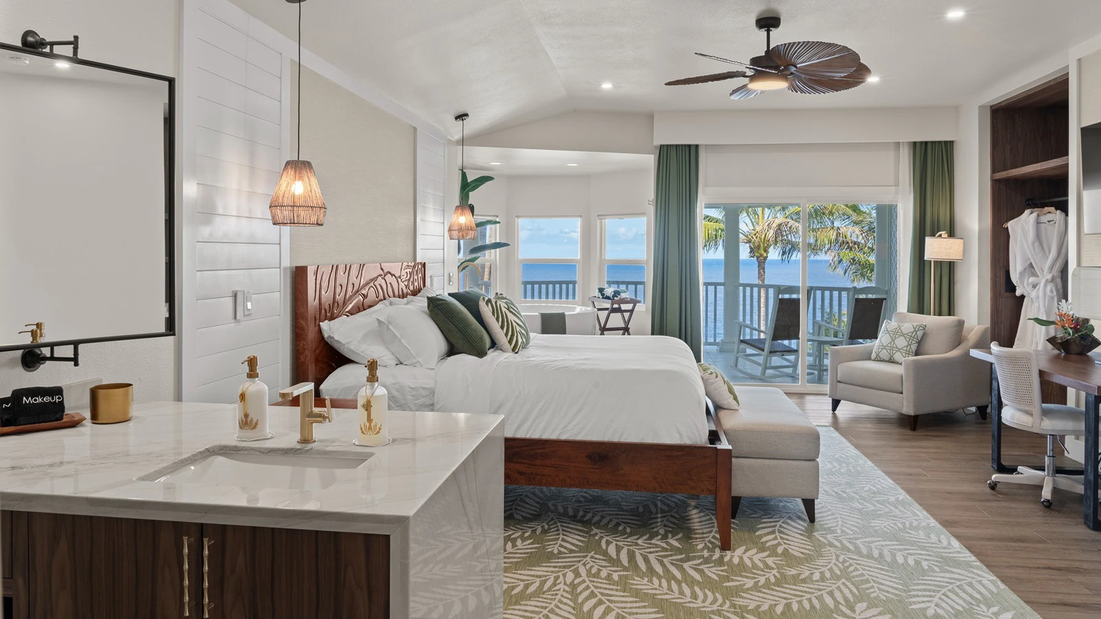 A room at the Hāmākua Hotel, a luxury boutique hotel located about 20 minutes north of Hilo in Honomū.