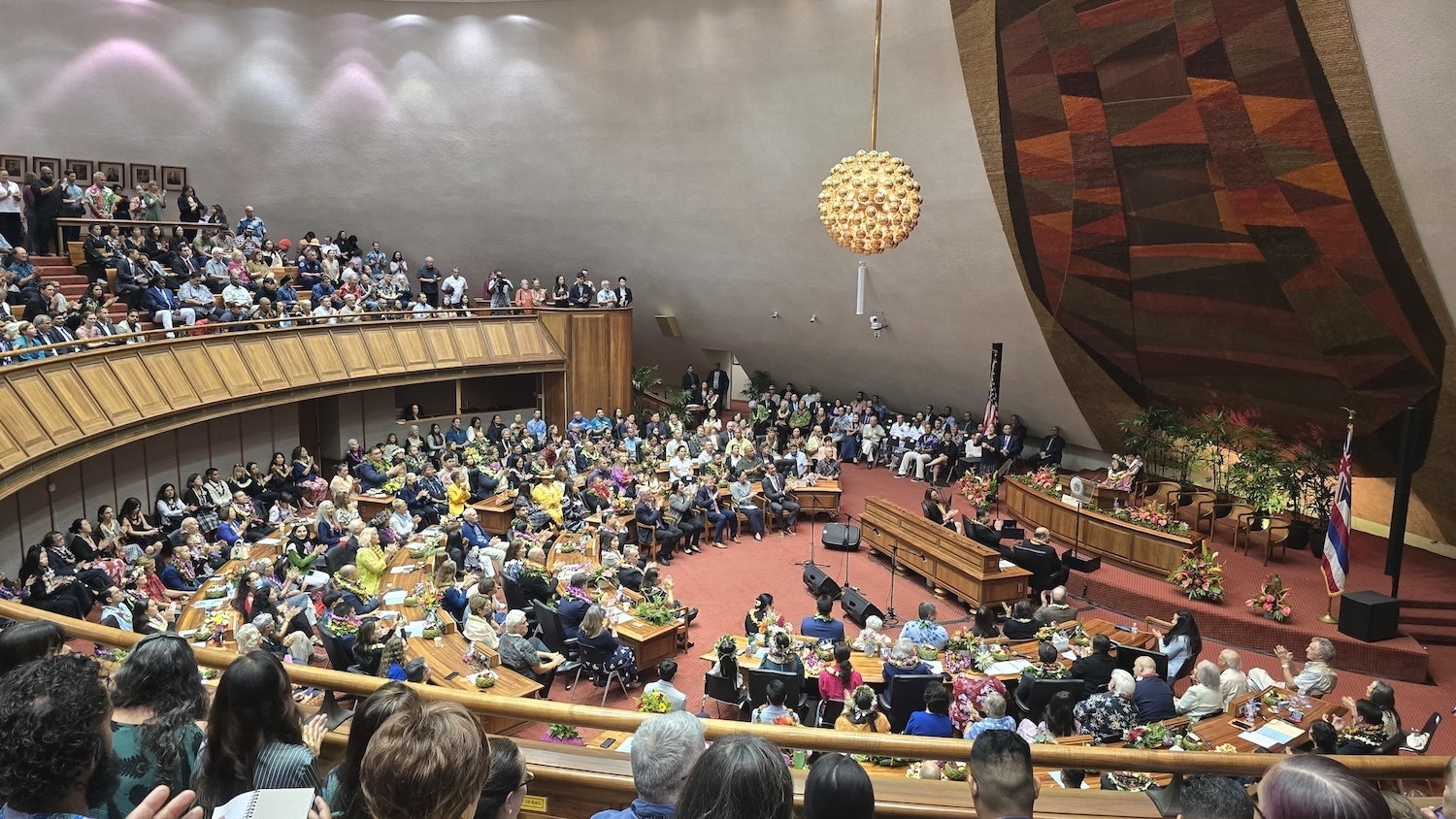 The Hawaii state House Chamber, pictured on opening day of the 2025 Legislative session.