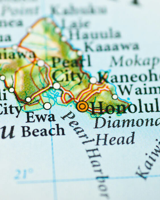 photo of Oahu on a map