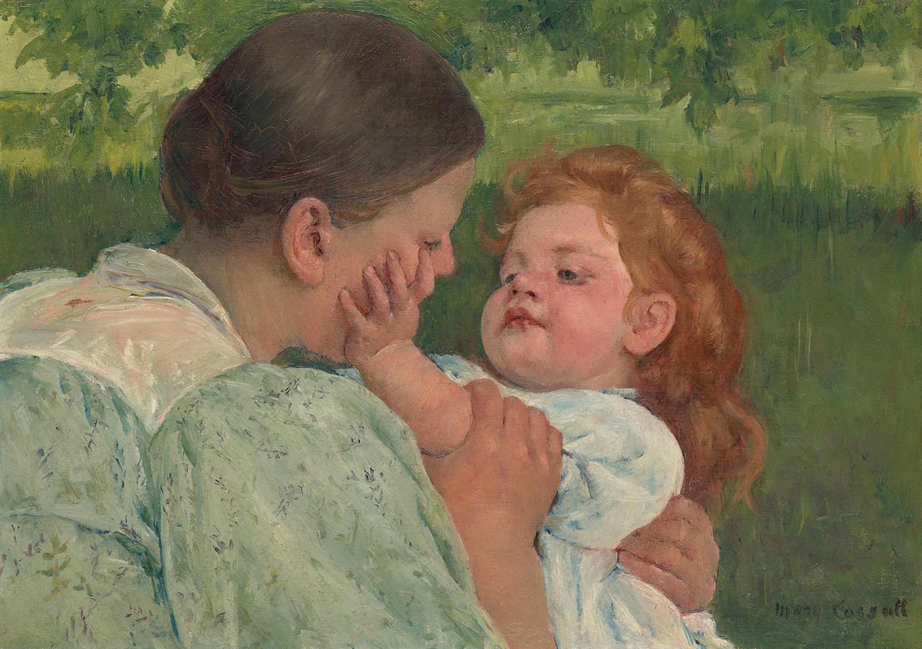 American artist Mary Cassatt created a number of works, including “Maternal Caress,” which put the spotlight on the inner life of women and children. This work of art is currently on Oʻahu through a loan from the Philadelphia Museum of Art.