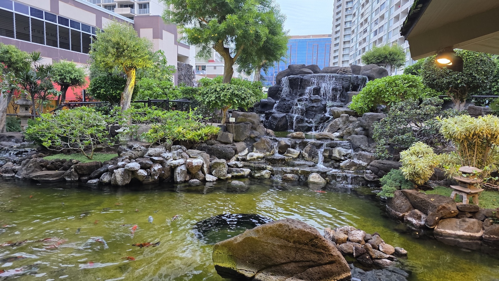 A water fall at Pagoda Hotel.