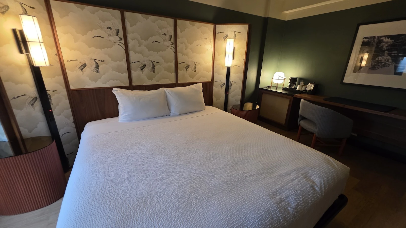One of the refreshed guest rooms at the Pagoda Hotel.