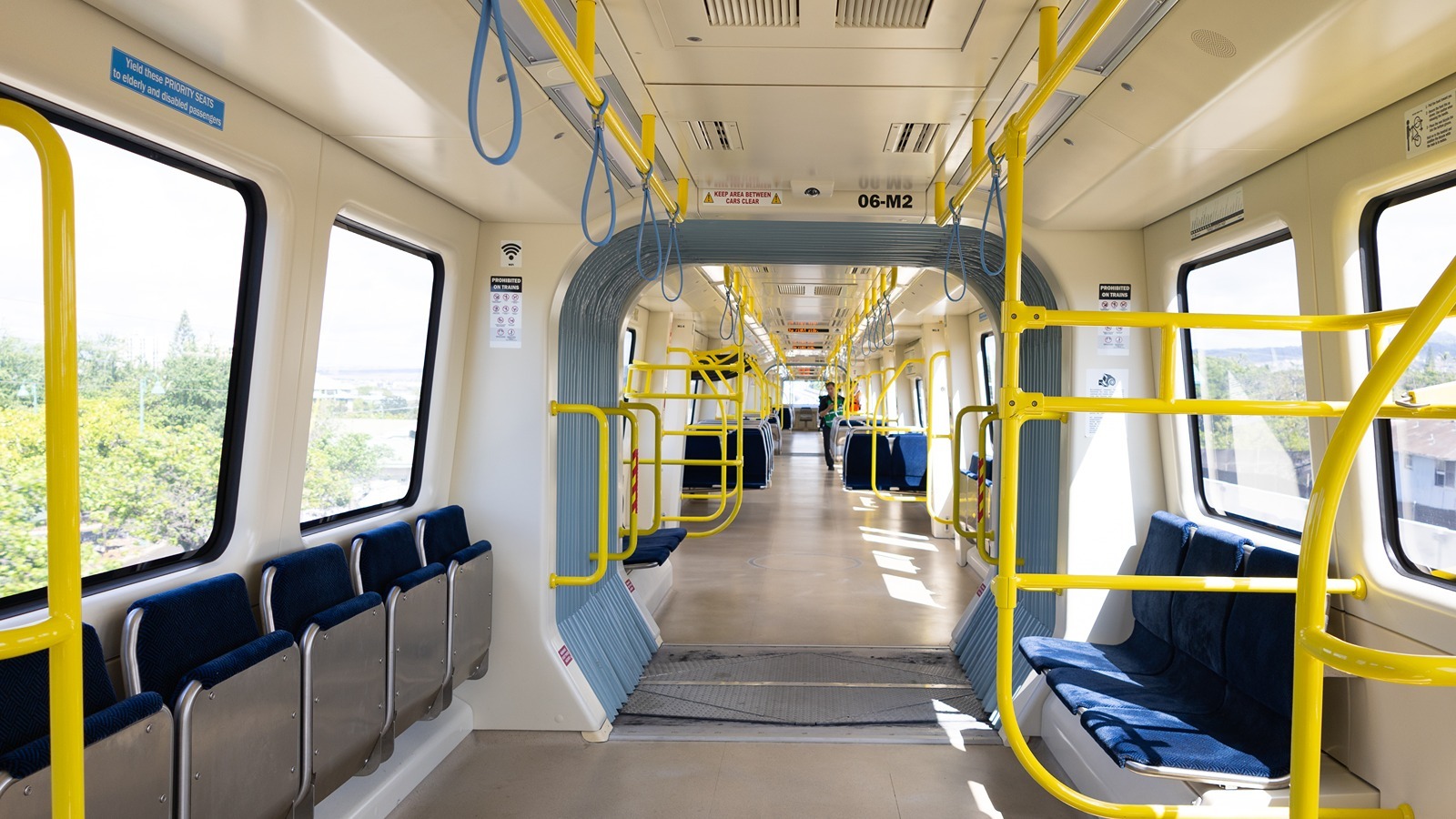 The inside of a rail car