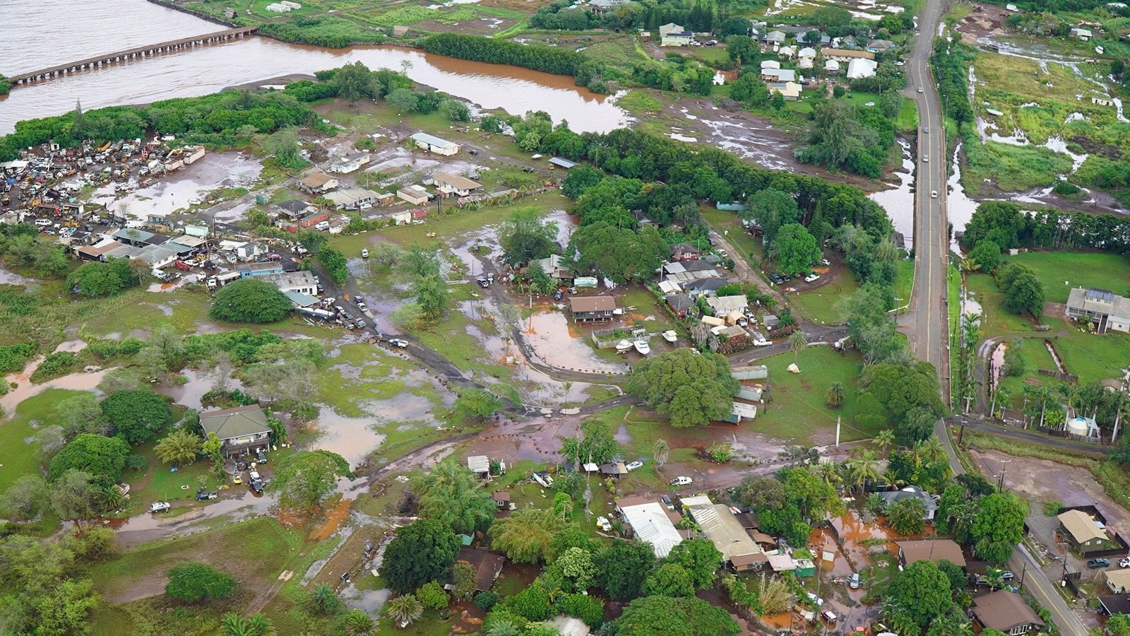 Photo of the Waialua area, seen from a Honolulu Fire Department helicopter Saturday, March 21.