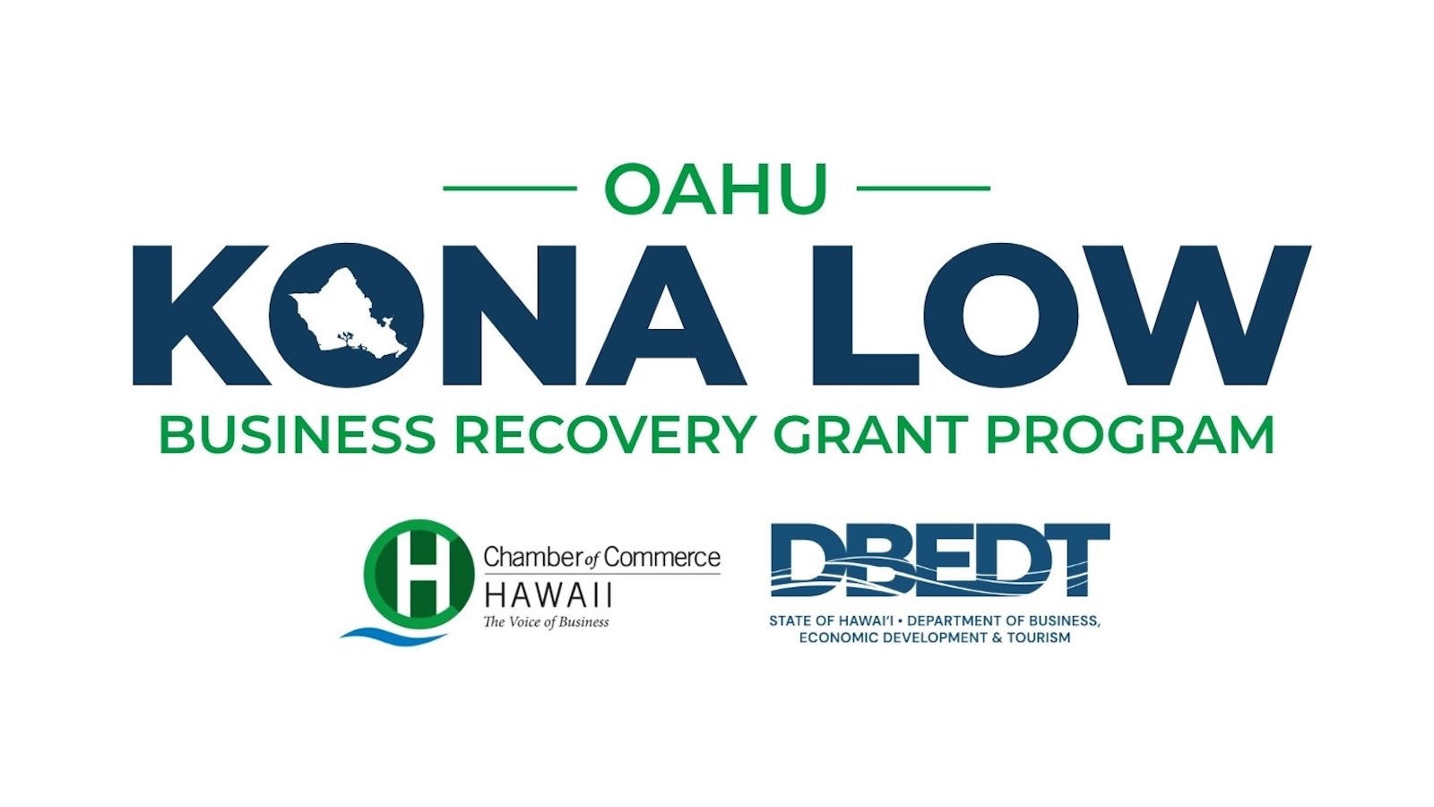 Logo for the Oahu Kona Low Business Recovery Grant Program