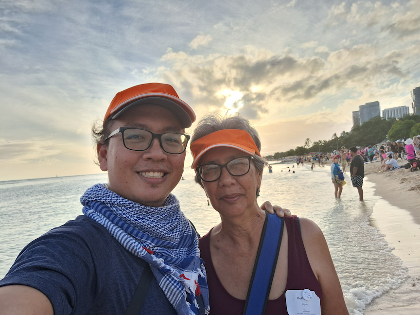 Jacob Kam, left, and his mother, Betty Lou Kam, are returning volunteers who help bring Shinnyo Lantern Floating Hawaiʻi to life.