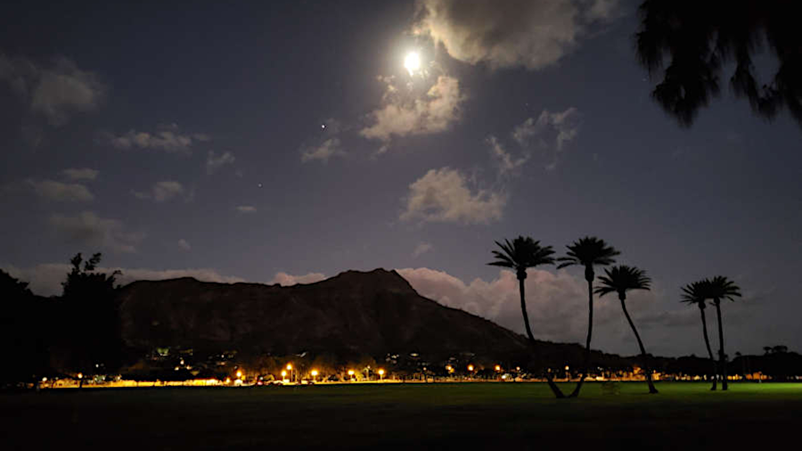 Leah, or Diamond Head, under a full moon