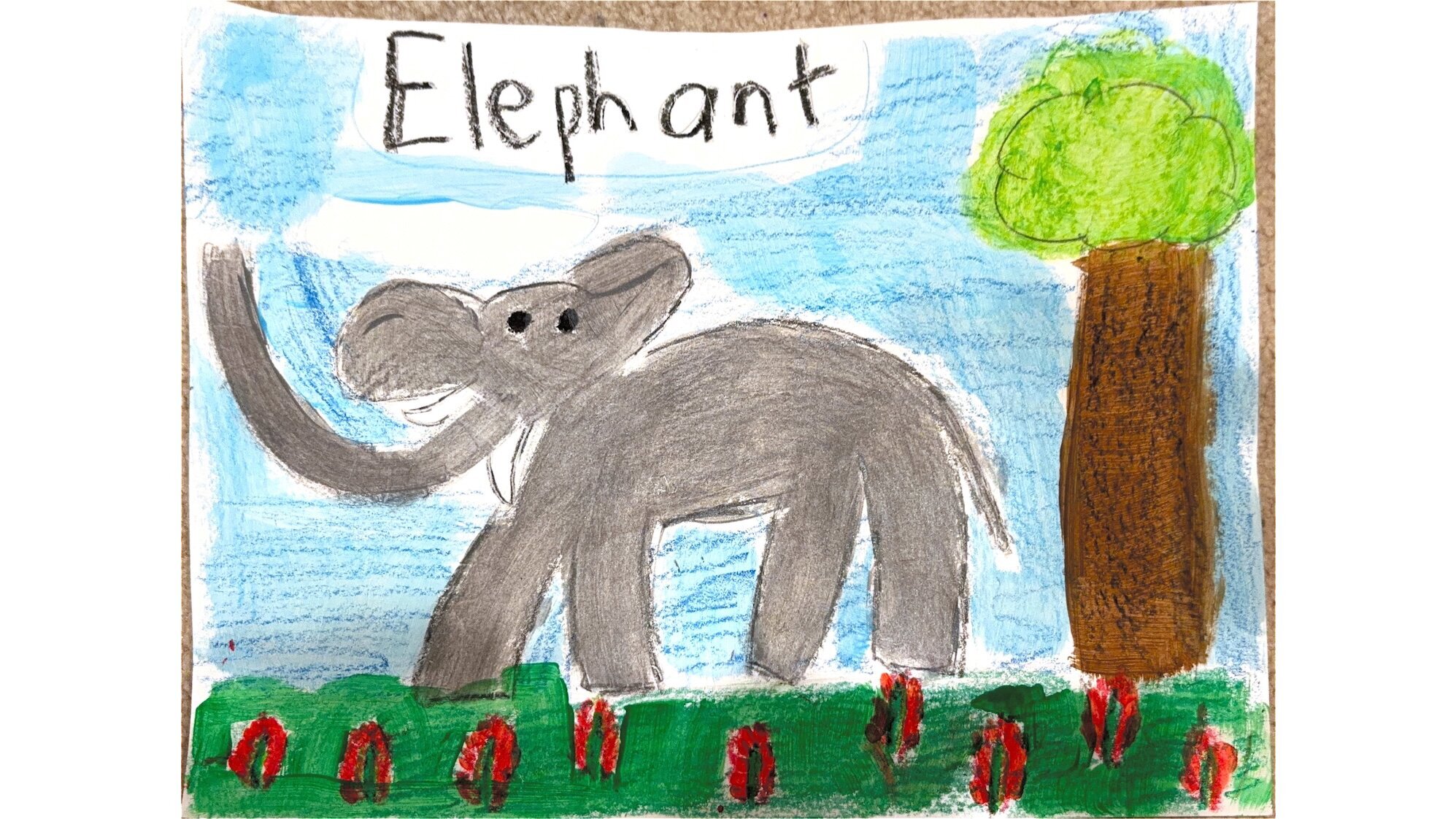 An elephant, as captured by a third grader at Prince Jonah Kūhiō Elementary School.
