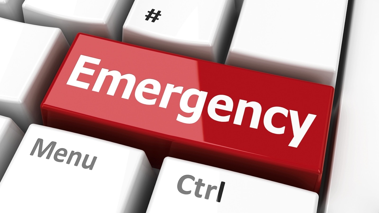 Emergency button on a computer keyboard