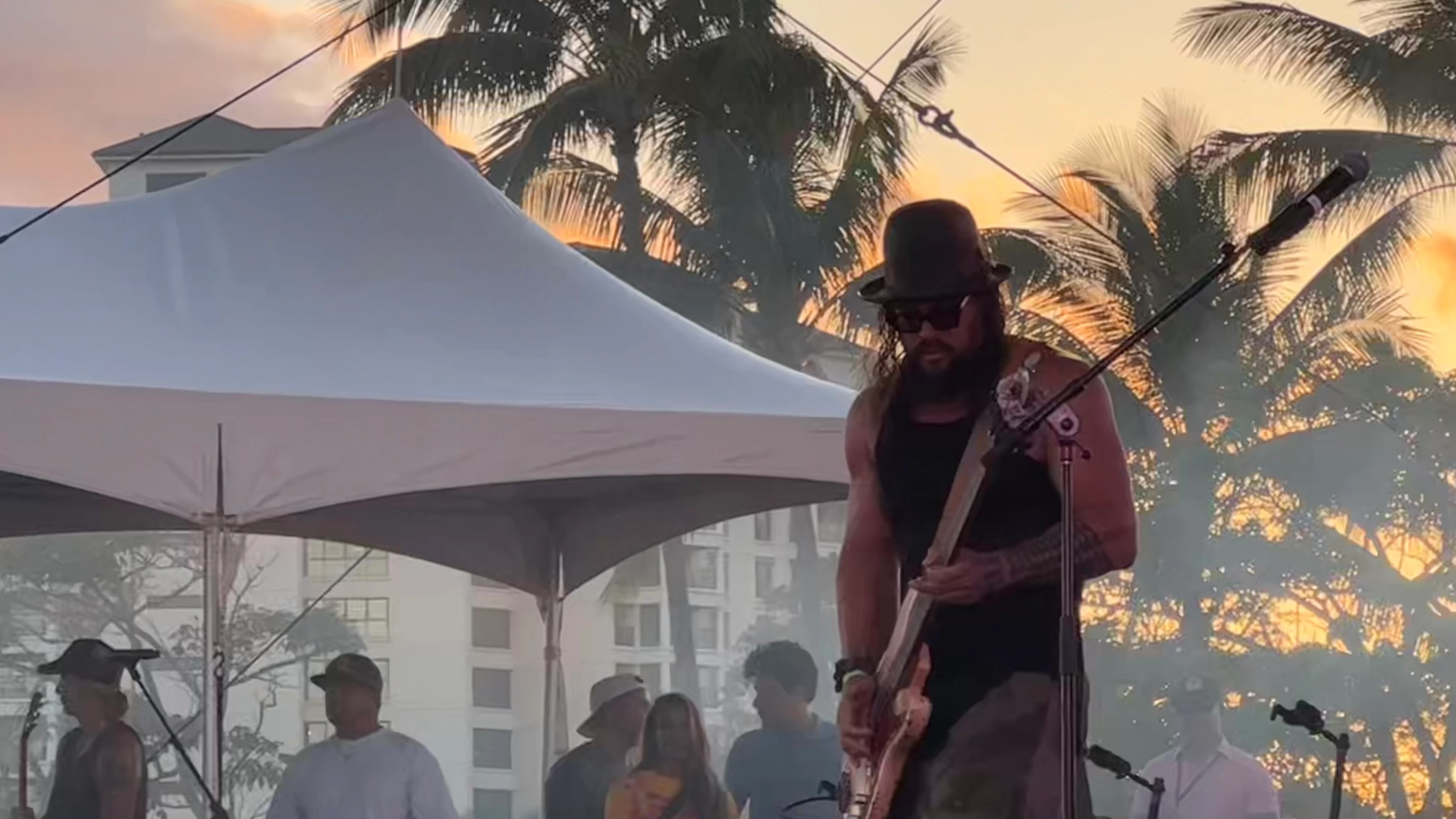 Jason Momoa's band Öof Tatatá was one of the nine acts at the Aloha in Action Benefit Concert.