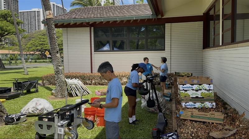 Volunteers prepare Genki Balls at a community work day in May 2025