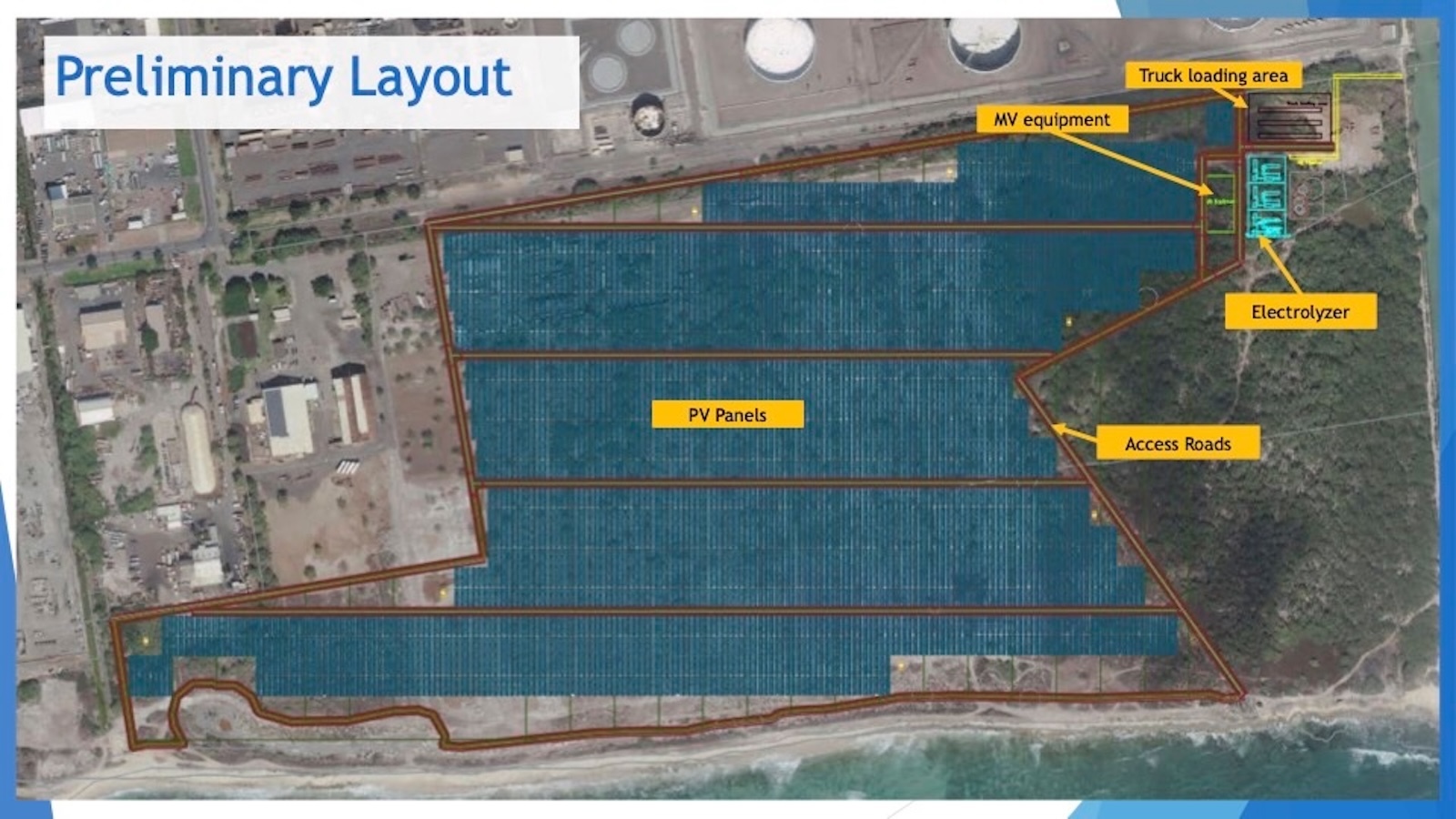 A map showing a proposed layout for the facility.