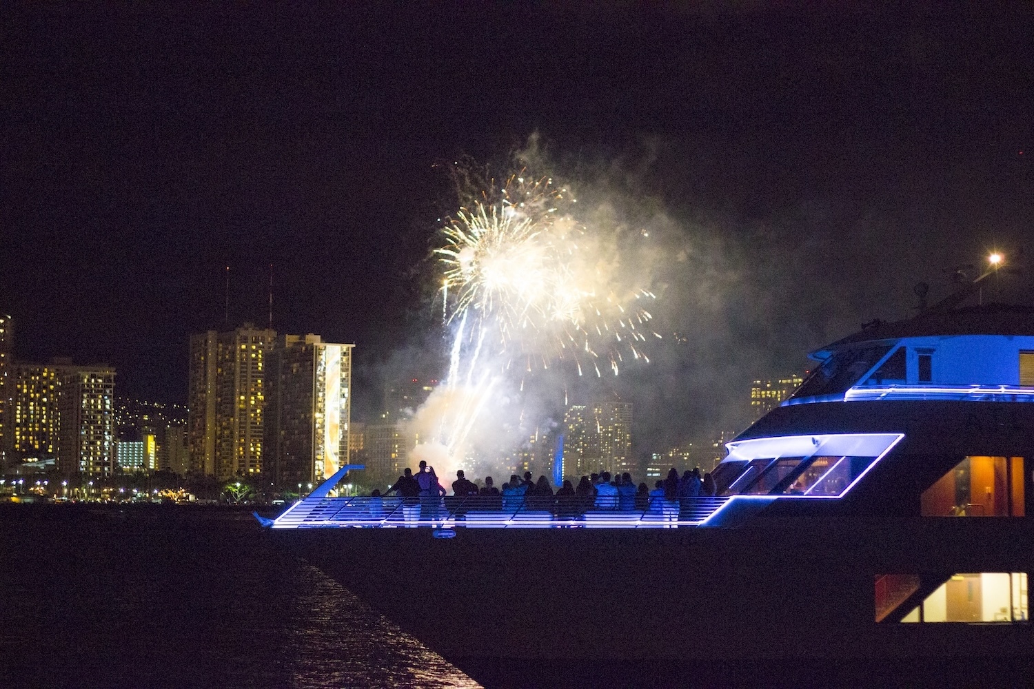 Atlantis Cruises offers a view of Waikīkī fireworks from the ocean on New Year’s Eve.