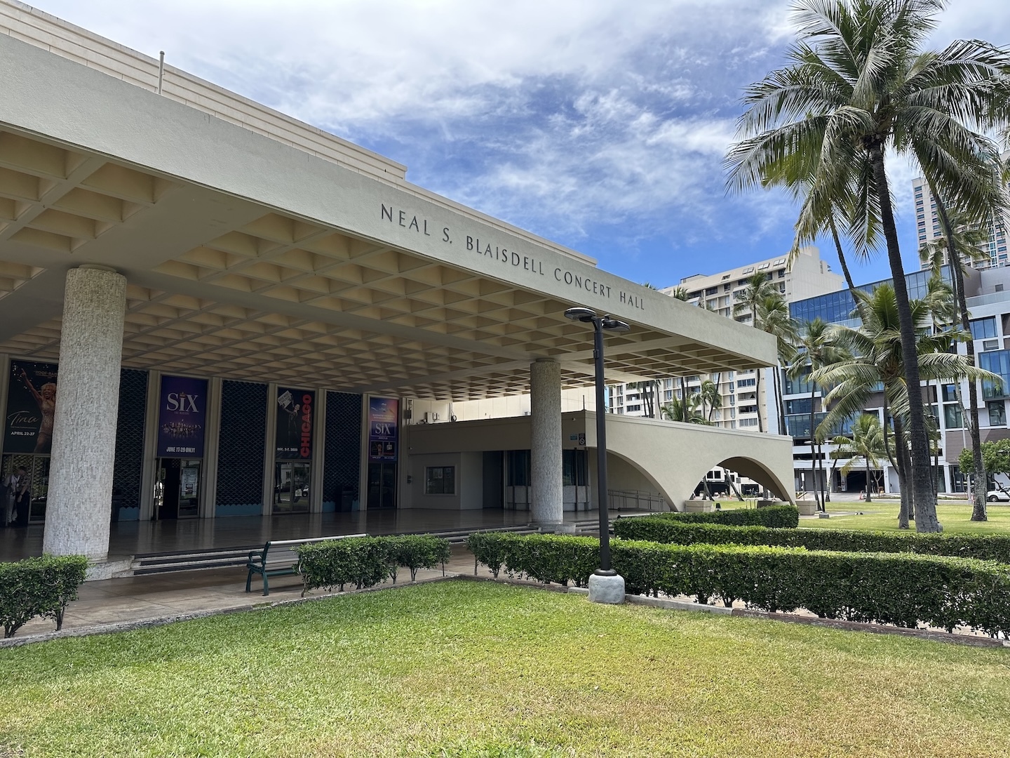 Hawaiʻi Symphony Orchestra performs a number of its concerts at the Neal. S. Blaisdell Concert Hall, shown here.