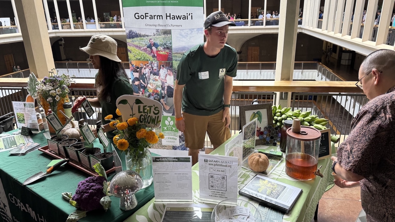 An exhibitor booth for farming.