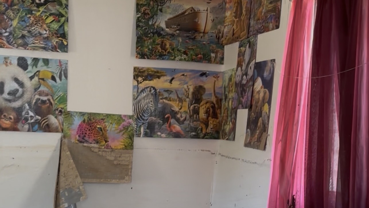 Flood waters caused this puzzle to peel.