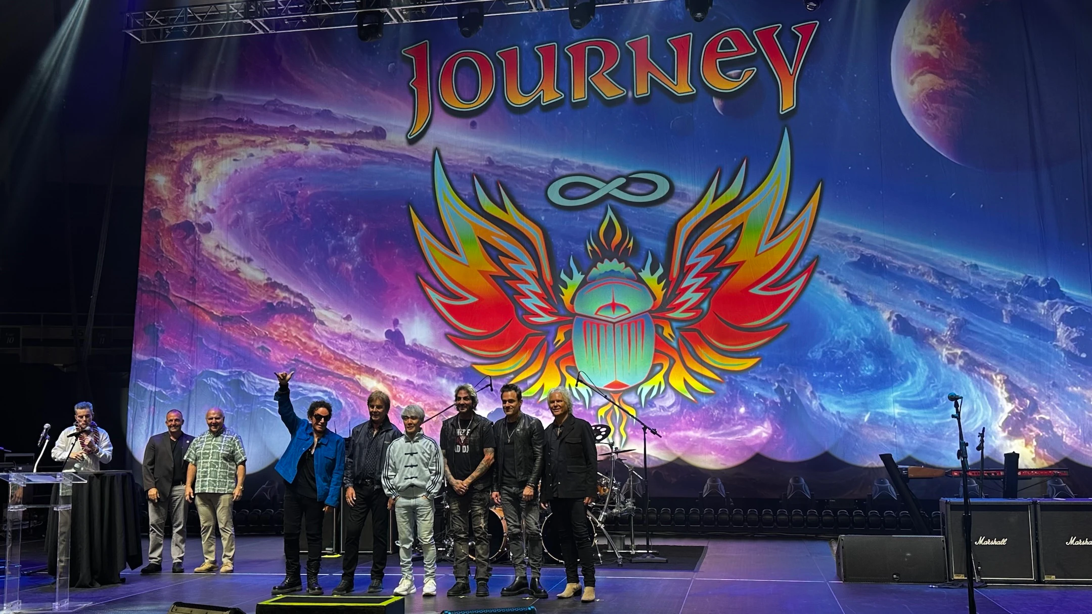 Gov. Josh Green recognized Journey with a proclamation and a guitar on Friday, Sept. 4, ahead of their concerts on Saturday, Sept. 5, Sunday, Sept. 6, and Tuesday, Sept. 8.