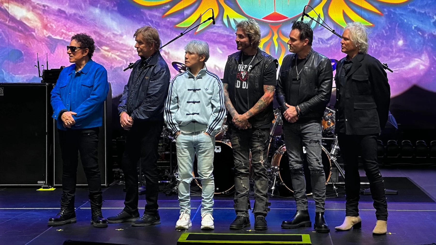 Neal Schon, far left, and Jonathan Cain, second from left, shared reflections on Hawaiʻi performances with the press on Friday, Sept. 4.