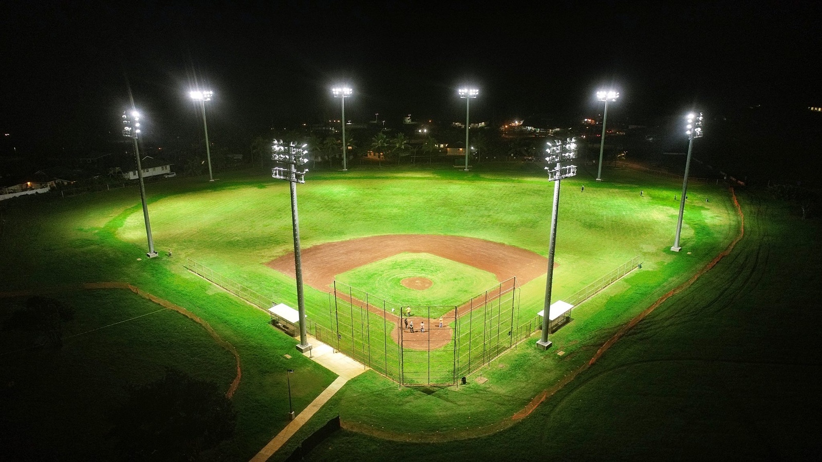 LED lights on at Kahuku District Park