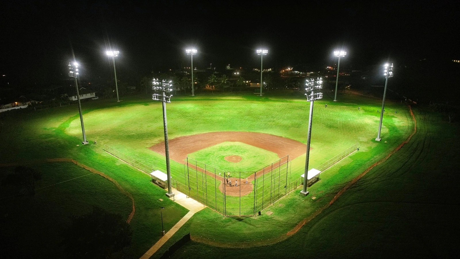 LED lights on at Kahuku District Park