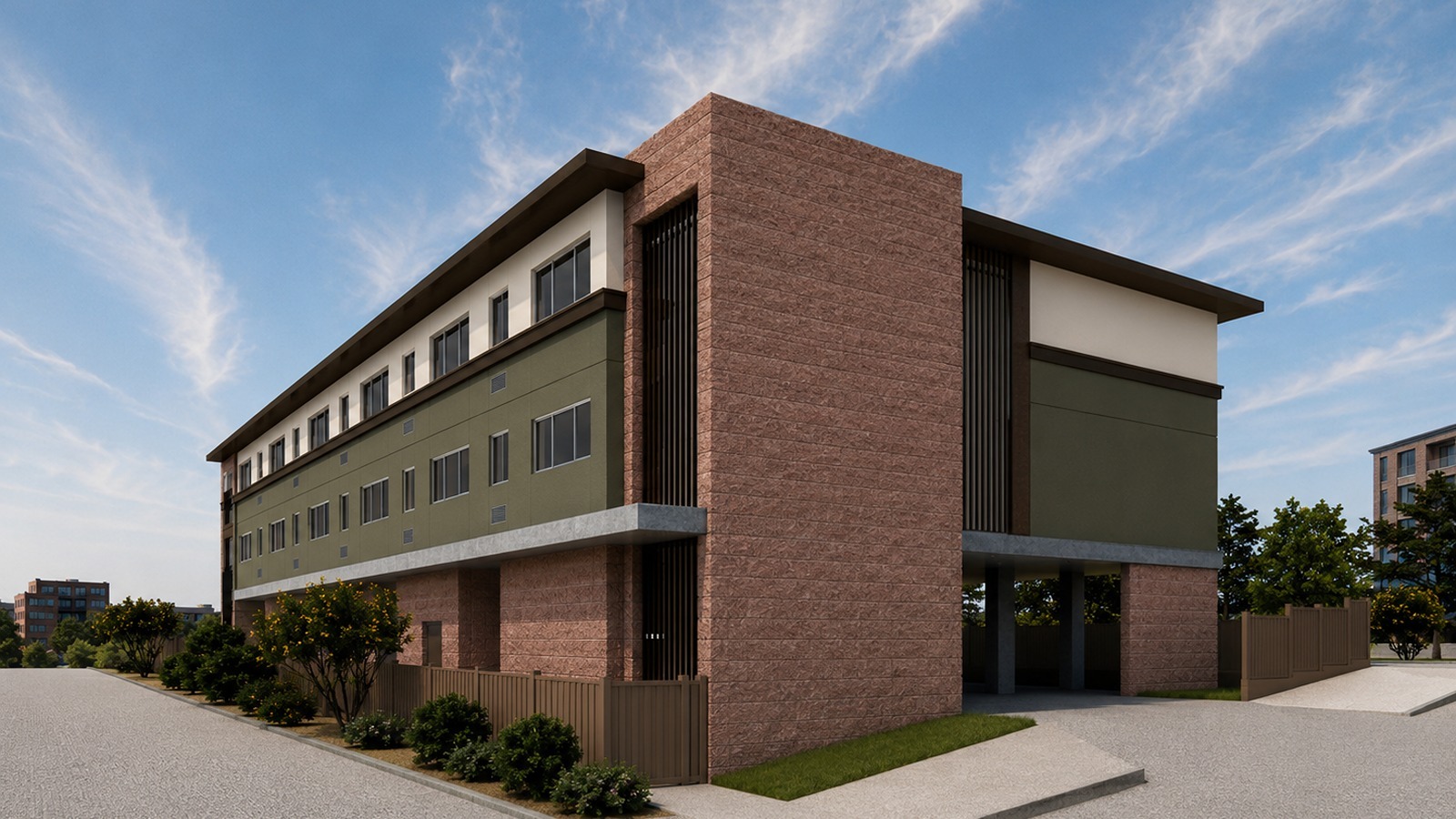 A rendering of a 27-unit workforce housing development under construction at 1518 Miller St.