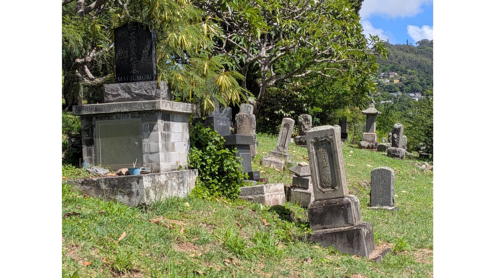 Graves askew at Makiki Cemetery