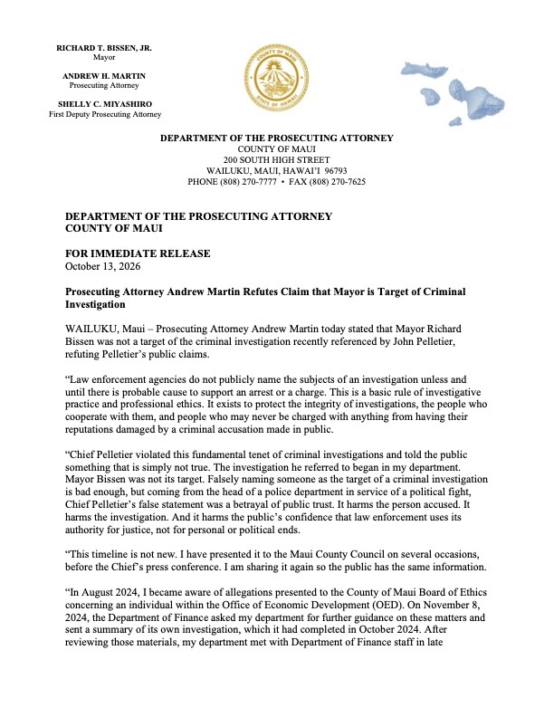 press statement from Maui prosecutor