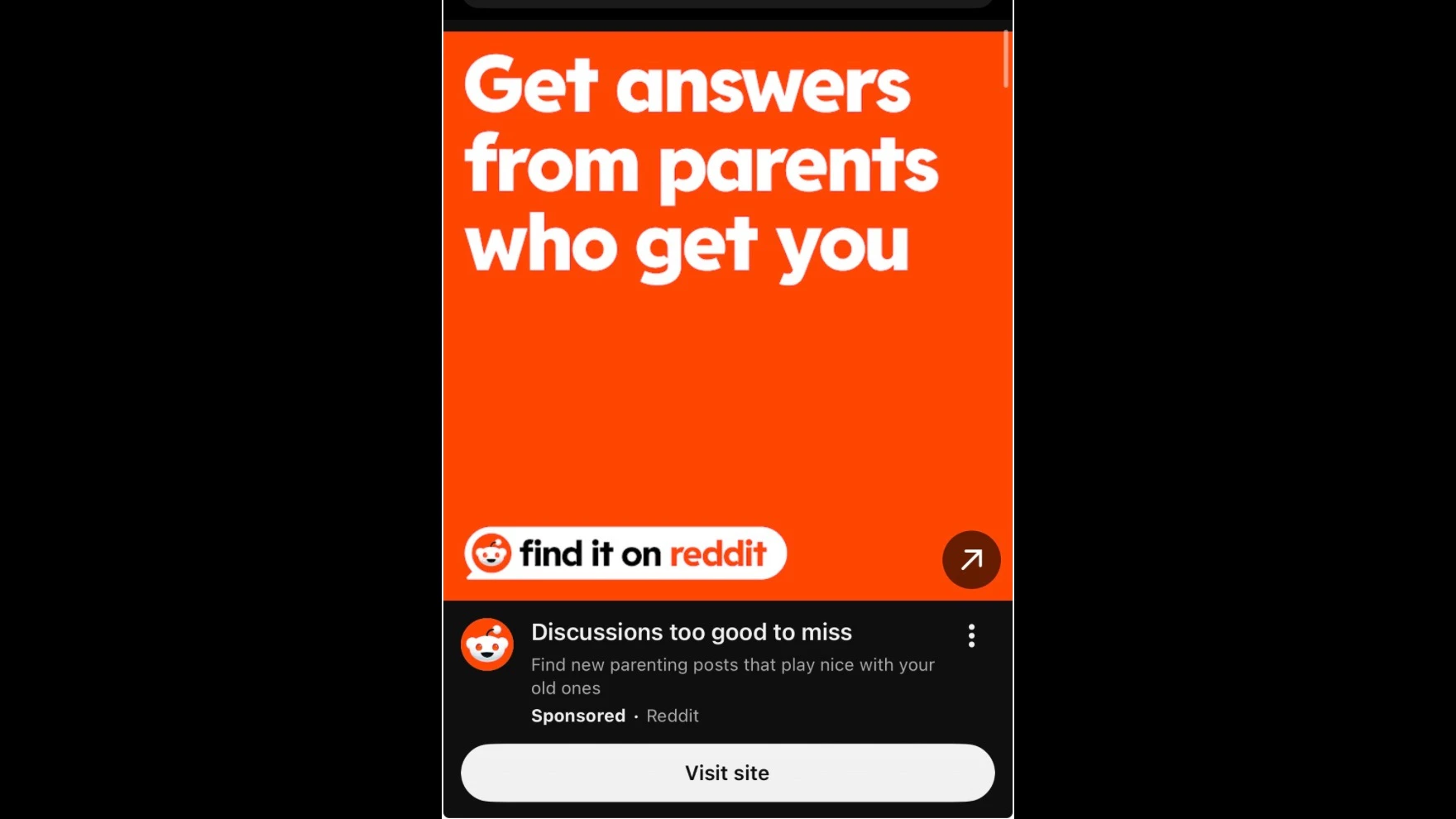 screen grab of Reddit ad