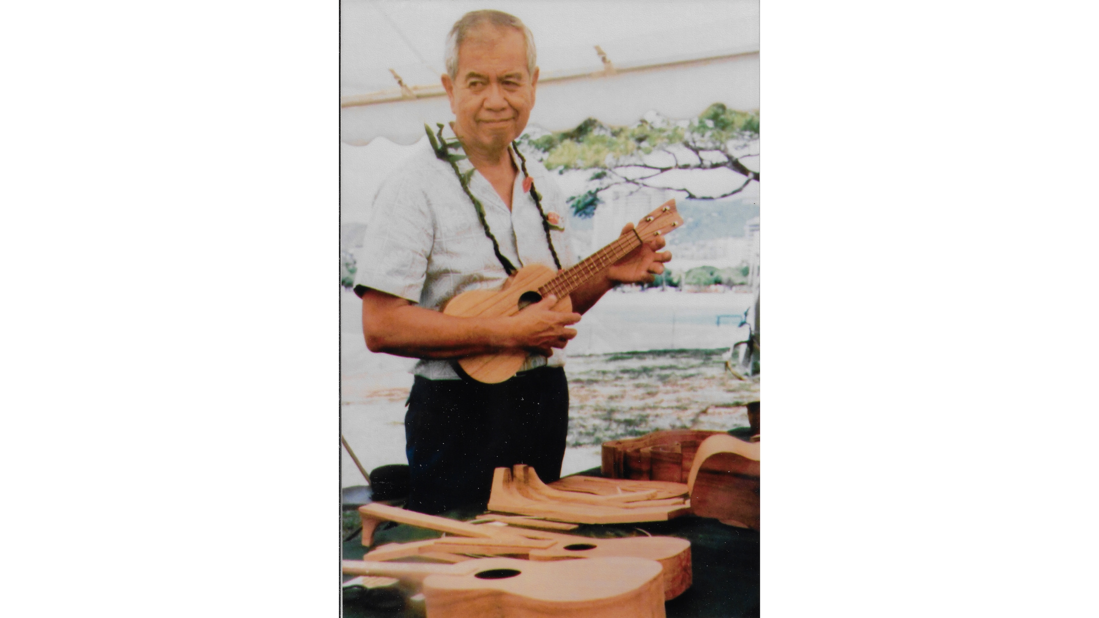 Sam Kamaka Jr. plays the ʻukulele at the state fair in the early 70s. His son, Chris Kamaka Sr., is now president of Kamaka ʻUkulele.