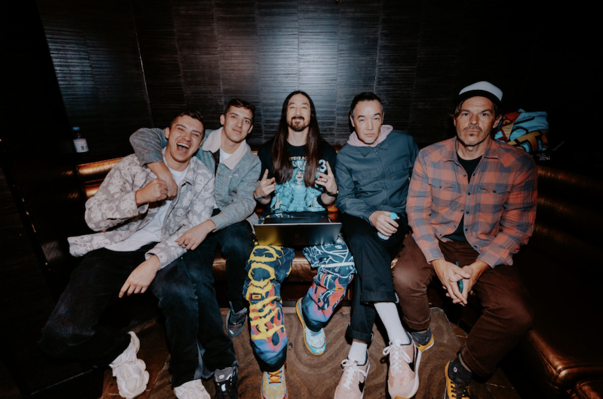 Steve Aoki, center, is a DJ who performs around the world. He has more than 14 million monthly listeners on Spotify.