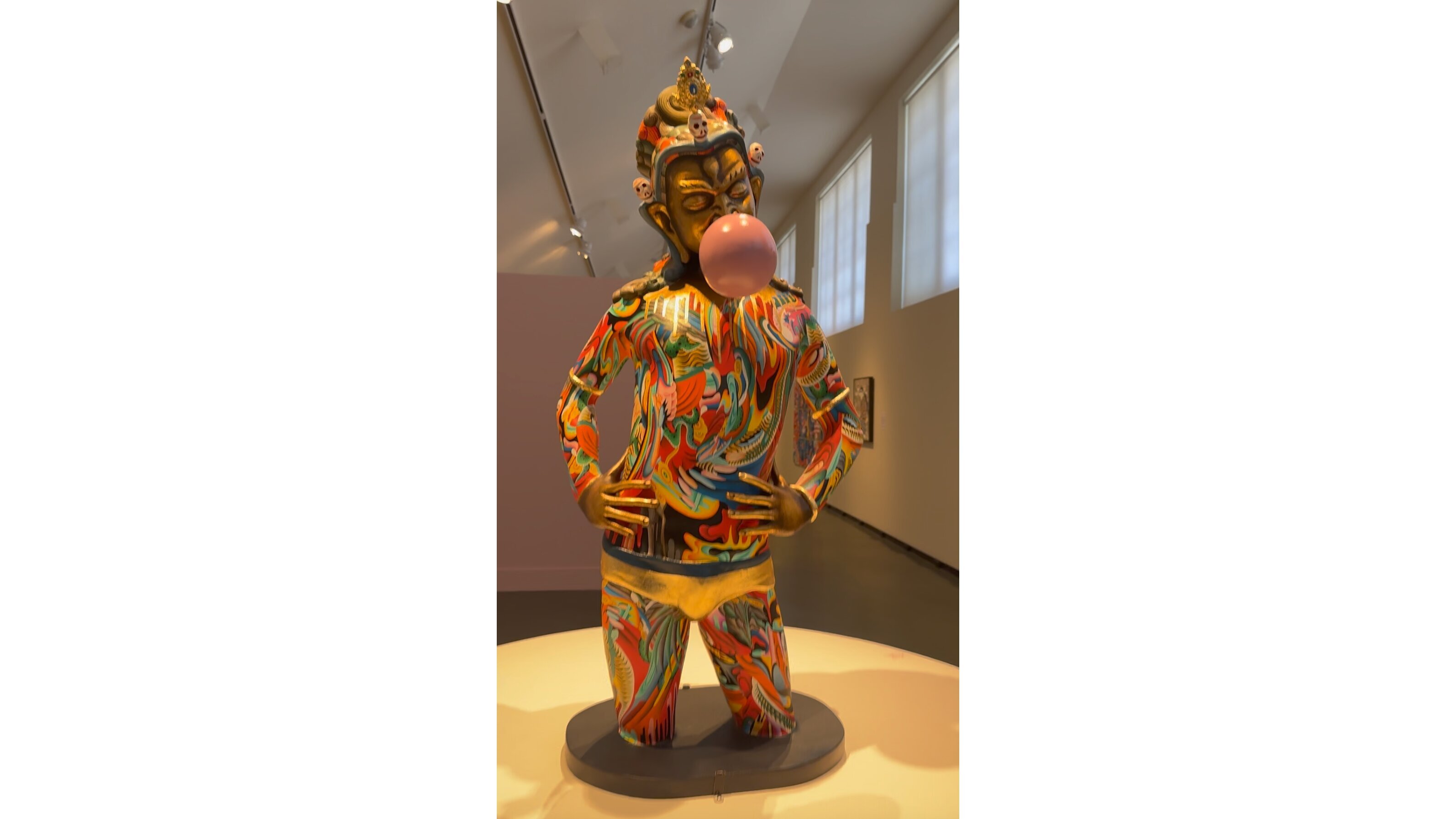 Tsherin Sherpa’s work frequently puts displaced deities in unconventional poses or places.