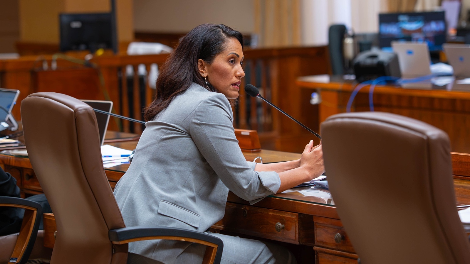 Councilmember Andria Tupola speaks at a Honolulu City Council meeting in July.