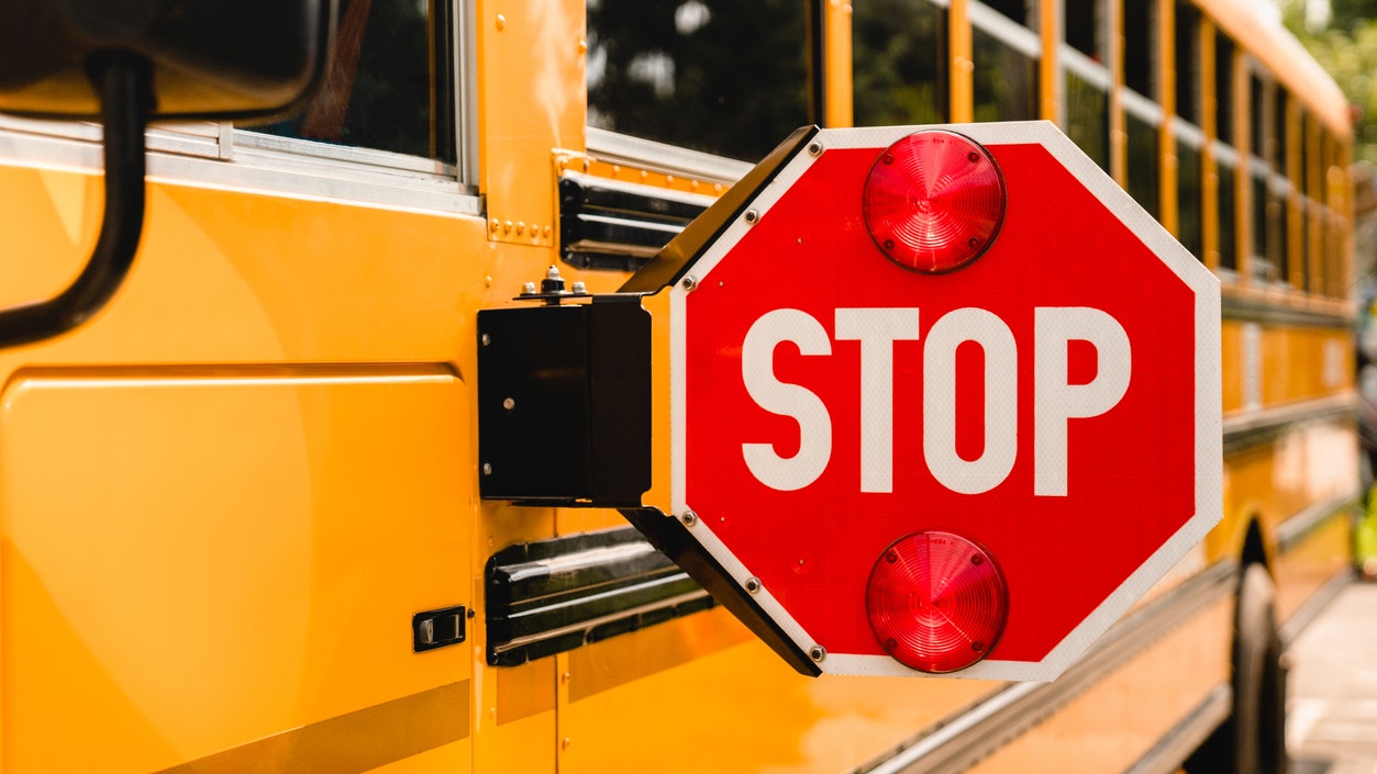 A yellow school bus.