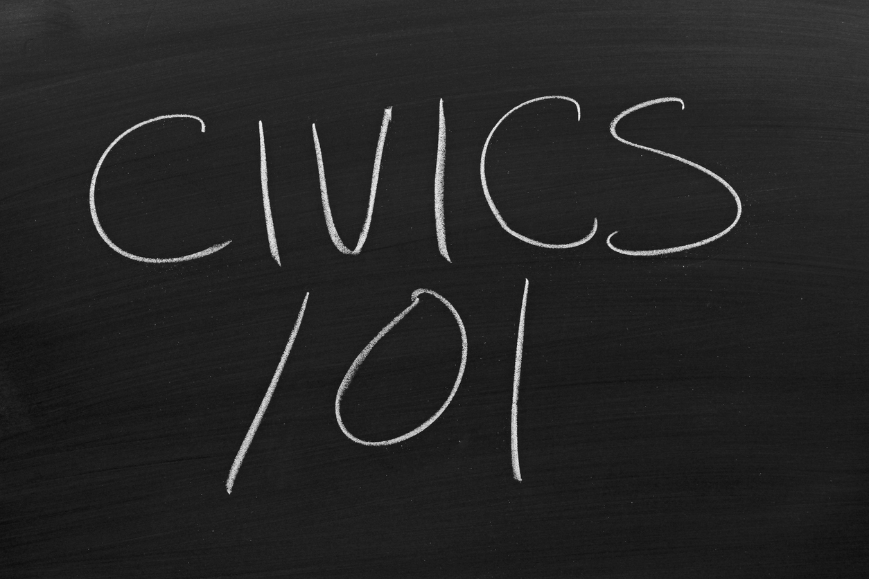 chalkboard inscription Civics 101