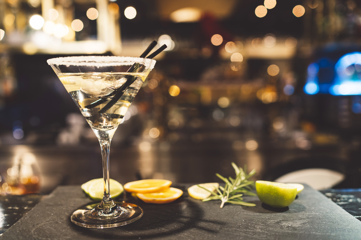 martini on a bar