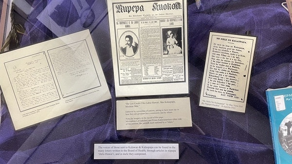 Kerri Inglis, a professor at the University of Hawaiʻi at Hilo, and Hui Mālama Makanalua — a group of university students, staff and faculty — created an exhibit commemorating Kalaupapa Month for the Edwin H. Mookini Library.